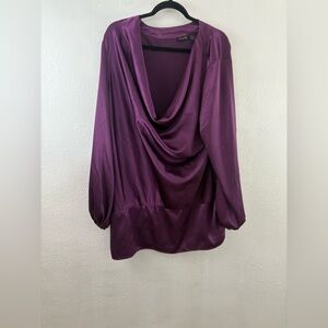 Shape FX long sleeve drape neck purple blouse size 20W